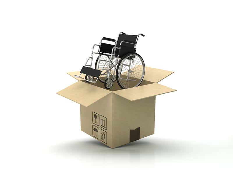 Cardboard Box with Wheelchair that has just been ordered.
