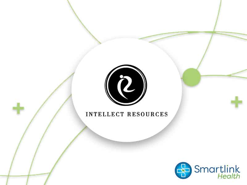 Intellect-Resources-logo-in-a-white-circle-with-the-Smartlink-Health-logo-in-the-lower-right-corner---symbolizing-a-partnership-between-the-two-companies.