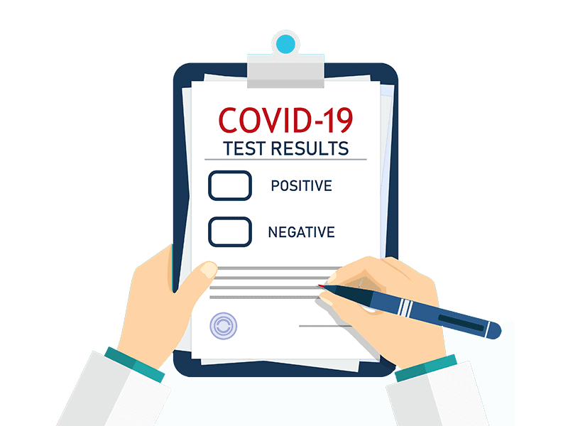 A-person-holding-a-clipboard-making-a-note-about-a-positive-or-negative-COVID-19-test