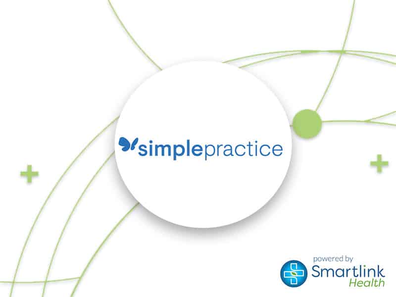 Simple-Practice-logo-in-a-circle-with-the-Smartlink-Health-logo-in-the-bottom-right.-The-two-logos-symbolize-a-partnership-between-the-companies.