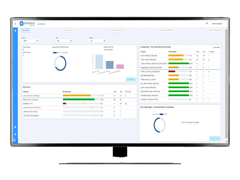 HEDIS-quality-measure-dashboard-developed-by-Smartlink-displayed-on-a-computer-monitor. HEDIS-Quality-Measure-Dashboard-displayed-on-a-computer-monitor.